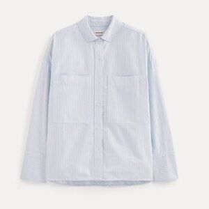 Everlane The Boxy Oxford in Blue Stripe